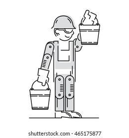 Worker Building, Repair and Construction Icon. Work logo collection. Isolated black and gray sign white background. Vector illustration. Usable for web, infographic and print