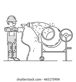Worker Building, Repair and Construction Icon. Work logo collection. Isolated black and gray sign white background. Vector illustration. Usable for web, infographic and print