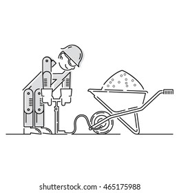 Worker Building, Repair and Construction Icon. Work logo collection. Isolated black and gray sign white background. Vector illustration. Usable for web, infographic and print