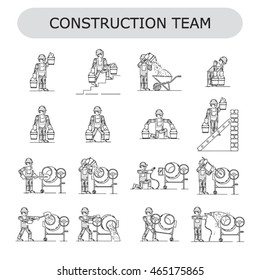 Worker Building, Repair and Construction Icons. Work logo collection. Isolated black and gray sign white background. Vector illustration. Usable for web, infographic and print