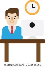 Worker Business Male Icon Vector Flat Illustration