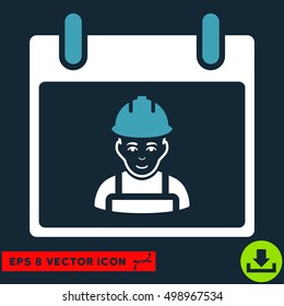 Worker Calendar Day icon. Vector EPS illustration style is flat iconic bicolor symbol, blue and white colors.