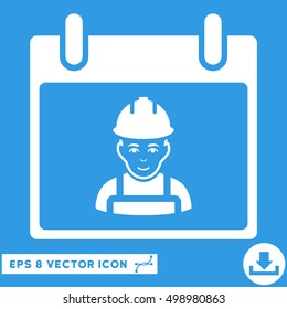 Worker Calendar Day icon. Vector EPS illustration style is flat iconic symbol, white color.