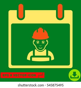 Worker Calendar Day icon. Vector EPS illustration style is flat iconic bicolor symbol, orange and yellow colors.