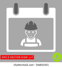 Worker Calendar Day icon. Vector EPS illustration style is flat iconic bicolor symbol, dark gray and white colors.
