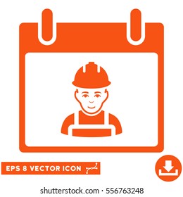 Worker Calendar Day icon. Vector EPS illustration style is flat iconic symbol, orange color.