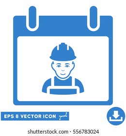 Worker Calendar Day icon. Vector EPS illustration style is flat iconic symbol, cobalt color.