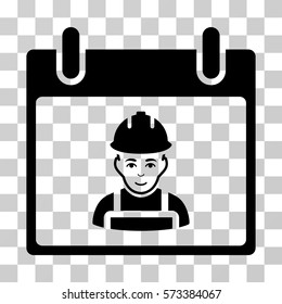 Worker Calendar Day icon. Vector illustration style is flat iconic symbol, black color, transparent background. Designed for web and software interfaces.