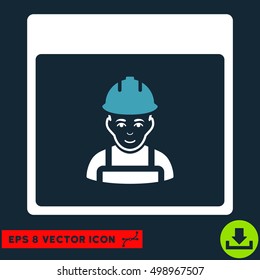 Worker Calendar Page icon. Vector EPS illustration style is flat iconic bicolor symbol, blue and white colors.