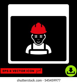 Worker Calendar Page icon. Vector EPS illustration style is flat iconic bicolor symbol, red and white colors.