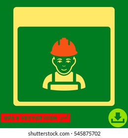 Worker Calendar Page icon. Vector EPS illustration style is flat iconic bicolor symbol, orange and yellow colors.