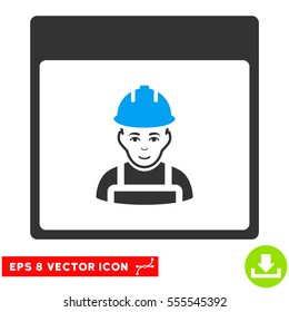 Worker Calendar Page icon. Vector EPS illustration style is flat iconic bicolor symbol, blue and gray colors.