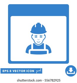 Worker Calendar Page icon. Vector EPS illustration style is flat iconic symbol, cobalt color.