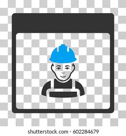 Worker Calendar Page icon. Vector illustration style is flat iconic bicolor symbol, blue and gray colors, transparent background. Designed for web and software interfaces.