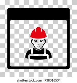 Worker Calendar Page icon. Vector illustration style is flat iconic bicolor symbol, intensive red and black colors, transparent background. Designed for web and software interfaces.