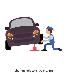 worker car workshop icon image 