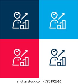 Worker Career four color material and minimal icon logo set in red and blue
