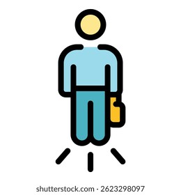 Worker career icon. Outline worker career vector icon color flat isolated