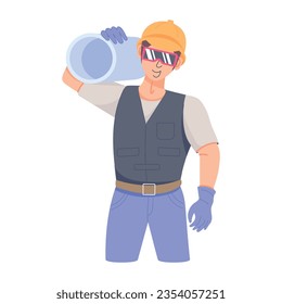 La tubería de transporte de trabajadores, la ilustración plana está disponible para uso premium 