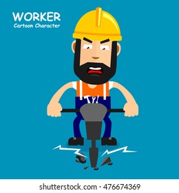 Worker cartoon character with expression of angry. Vector illustration eps.10