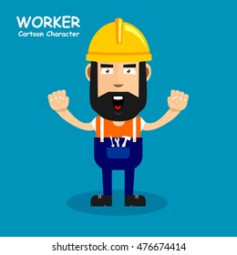 Worker cartoon character with expression of angry. Vector illustration eps.10