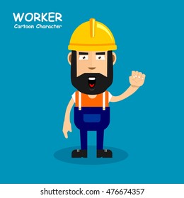 Worker cartoon character in shocked expression. Vector illustration eps.10