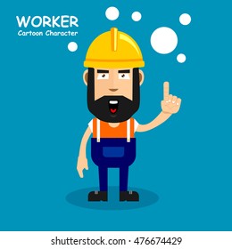 Worker cartoon character in shocked expression. Vector illustration eps.10