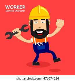 Worker cartoon character in smiling expression. Vector illustration eps.10