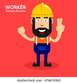 Worker cartoon character in smiling expression. Vector illustration eps.10