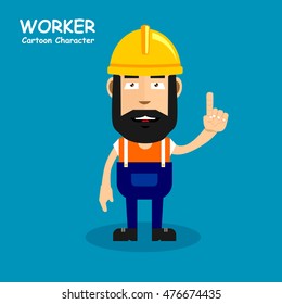 Worker cartoon character in smiling expression. Vector illustration eps.10
