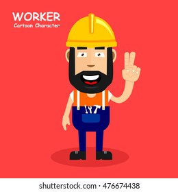 Worker cartoon character in smiling expression. Vector illustration eps.10