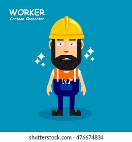 Worker cartoon character in smiling expression. Vector illustration eps.10