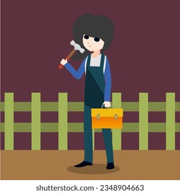 Worker character illustration background. Labour day illustration background