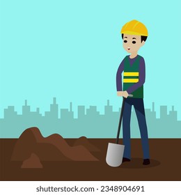 Worker character illustration background. Labour day illustration background