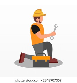 Worker character illustration background. Labour day illustration background
