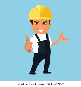Worker character  showing thumb up