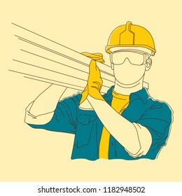 Worker character. Vector illustration of working people. Flat style