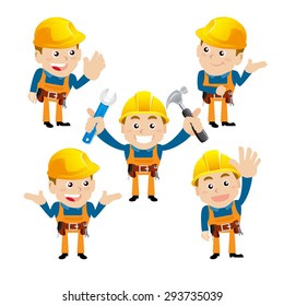 Worker characters in different poses
