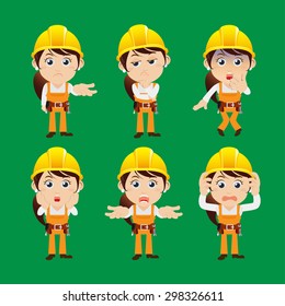 Worker characters in different poses