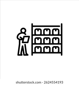 worker check stock outline icon. factory activity line art illustration.
