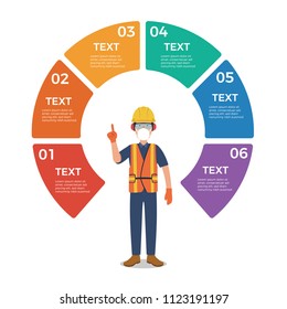 Worker with Circle Chart Infographic Template