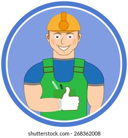 worker in circle, vector