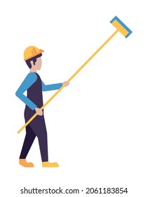 worker with cleaner tool character