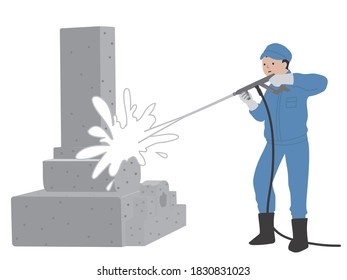 The Worker cleaning a grave stone.