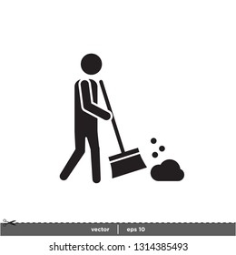 worker cleaning service broom icon symbol