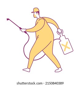 Worker from clean-up service semi flat color vector character. Household pests prevention. Full body person on white. Simple cartoon style illustration for web graphic design and animation