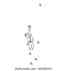 Worker climbing to next aim