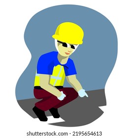 worker with clipboard, highway construction foreman for web design, brochure, flyer, etc.