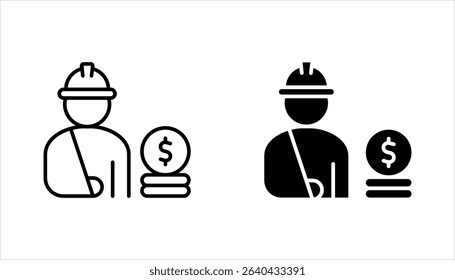 Worker compensation icon set.  Containing expense, first and kit, work, vector illustration on white background
