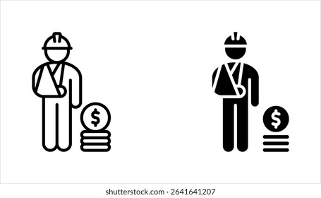 Worker compensation icon set.  Containing expense, first and kit, work, vector illustration on white background